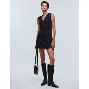 Madewell Women's Denim Cap-Sleeve Mini Dress in Tarrybrook Wash Black Size 6